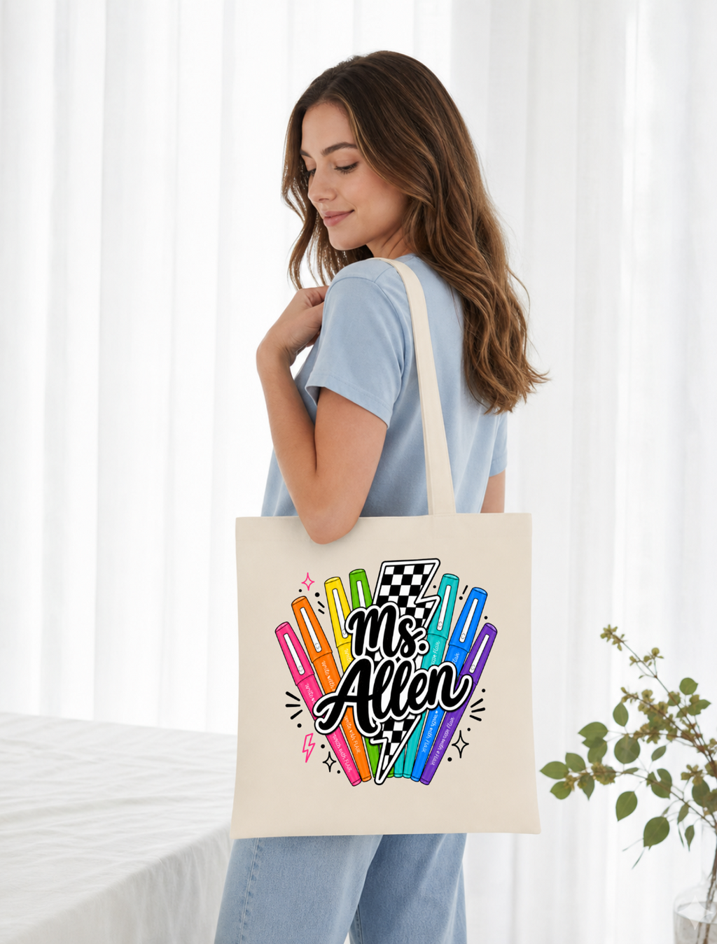 Personalized Lightning Bolt Tote
