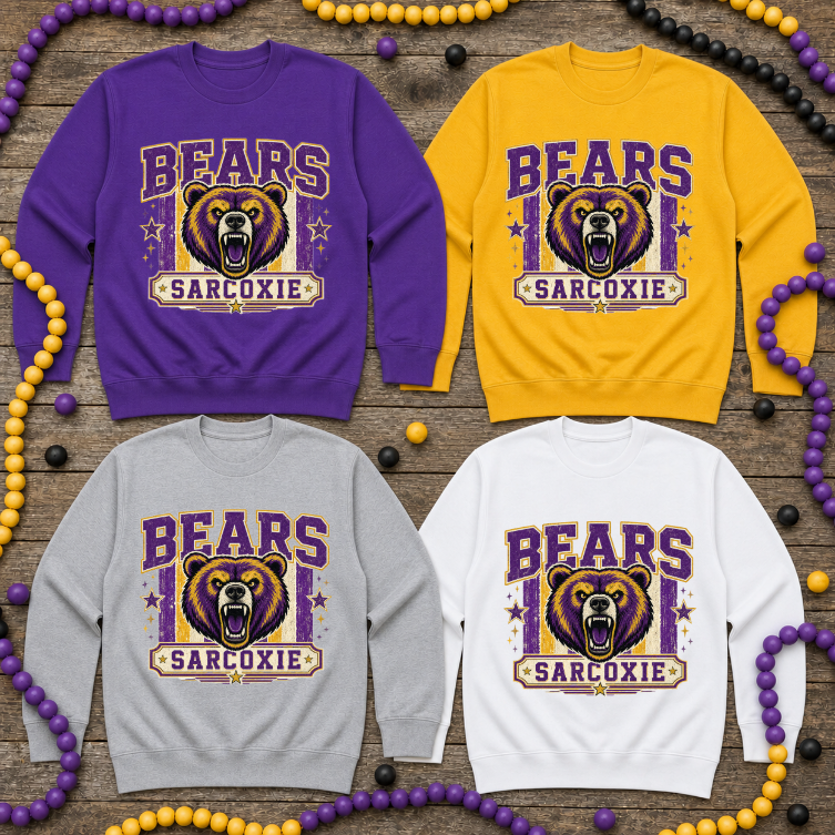 Sarcoxie Bears Stripes with Mascot Sweatshirt